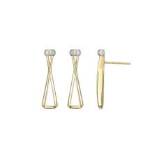 Charles Garnier Yellow Finish Sterling Silver Triangular Drop Earrings