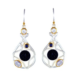 Michou Sterling Silver And 22kt Vermeil Quartz And Topaz Dangle Earrings