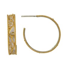 Michou Sterling Silver And 22kt Yellow Gold Vermeil Scrolling Hoop Earrings