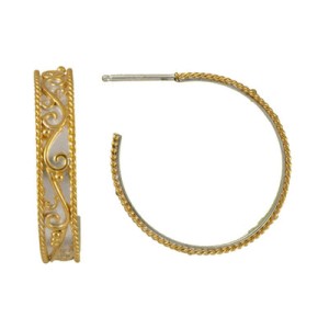 Michou Sterling Silver And 22kt Yellow Gold Vermeil Scrolling Hoop Earrings