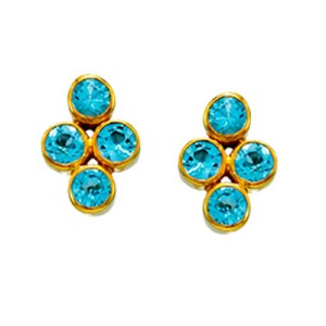 Michou Sterling Silver And 22k Gold Vermeil Baby Blue Topaz Mini Cluster Earrings