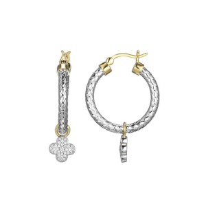 Charles Garnier Two-tone "Trefle" Hoop And Charm Earrings