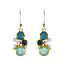 Michou Sterling Silver And 22kt Yellow Gold Vermeil 'Cascade Tahoe Blue' Earrings