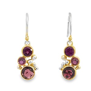 Michou Sterling Silver And 22k Gold Vermeil Earring With Garnet And Rhodolite Garnet