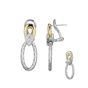 Charles Garnier Two-tone Sterling Silver Drop Earrings