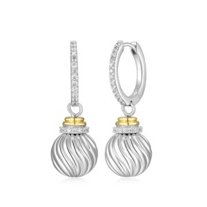 Charles Garnier Two-tone Sterling Silver "Celeste" Fluted Ball Dangle Earrings