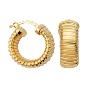 Charles Garnier Yellow Finish Sterling Silver "Tubugas" Hoop Earrings