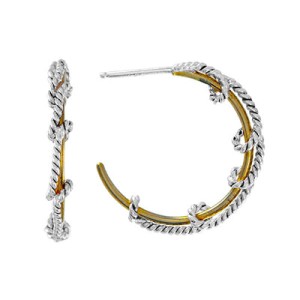 Michou Sterling Silver And 22kt Vermeil 1" Twist Hoop Earrings