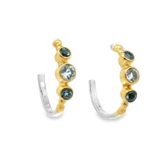 Michou Sterling Silver And 22kt Vermeil Blue Topaz Hoop Earrings