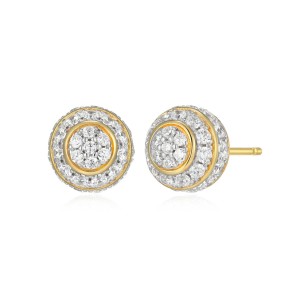 Charles Garnier 14kt Yellow Gold-plated Sterling Silver And CZ 8mm Domed Stud Earrings Charles Garnier 14kt Yellow Gold-plated Sterling Silver And CZ 8mm Domed Stud Earrings