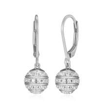 Charles Garnier Sterling Silver And CZ 8mm Ball Dangle Earrings Charles Garnier Sterling Silver And CZ 8mm Ball Dangle Earrings