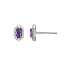 Charles Garnier Sterling Silver Amethyst And Cubic Zirconia Halo Stud Earrings Charles Garnier Sterling Silver Amethyst And Cubic Zirconia Halo Stud Earrings