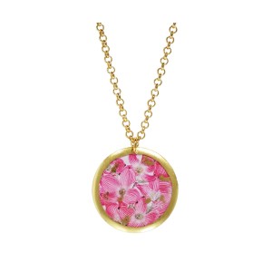 Evocateur "Dogwood" 22kt Yellow Gold Leaf Disc Pendant