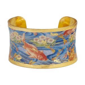 Evocateur "Koi Pond" 22kt Gold Leaf 1-1/2" Corset Cuff Bracelet