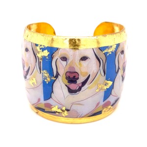 Evocateur "Wrigley" Yellow Lab 22kt Gold Leaf 2"cuff Bracelet