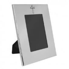 Pewter 4x6 Wide Border Frame With Cross Emblem