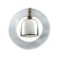 Sterling Silver White Baby Teething Ring Rattle