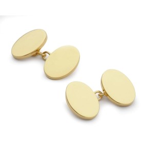 Estate 14kt Yellow Gold Polished Oval Cufflinks By Krementz