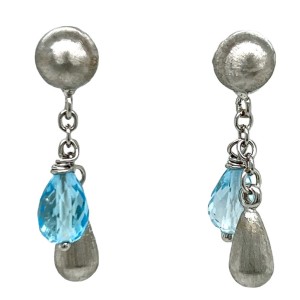 Estate Roberto Coin 18kt White Gold Blue Topaz Briolette Dangle Earrings