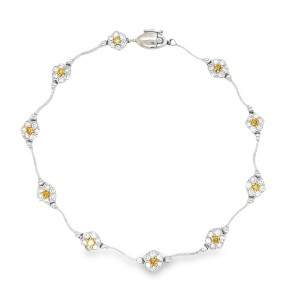 Estate Simon G 18kt Two-tone Yellow And White Diamond Floral Bracelet