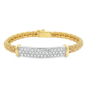 Estate Roberto Coin 18kt Yellow Gold Woven Silk Gold And Diamond Bracelet