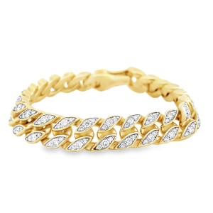 Estate David Yurman 18kt Yellow Gold Diamond Curb Link Bracelet