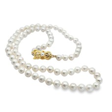Estate Mikimoto 18kt Yellow Gold Pearl Strand Necklace
