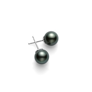 Estate Mikimoto 18kt White Gold Tahitan Pearl Stud Earrings