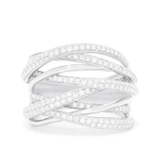 Estate EFFY 14kt White Gold Diamond Crossover Band Ring