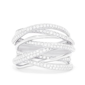 Estate EFFY 14kt White Gold Diamond Crossover Band Ring