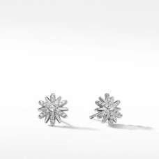 David Yurman Sterling Silver Petite Starburst Stud Earrings With Pave Diamonds