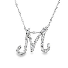 Estate Roberto Coin 18kt White Gold Diamond "M" Initial Pendant