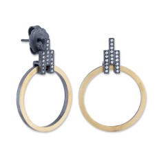 Estate Lika Behar Fused 24kt Yellow Gold And Oxidized Sterling Silver Diamond-accented "Deck" Earrings