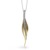 Estate 18kt Yellow Gold Simon G "Fallen Leaves" Diamond Pendant Necklace