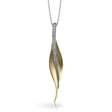 Estate 18kt Yellow Gold Simon G "Fallen Leaves" Diamond Pendant Necklace