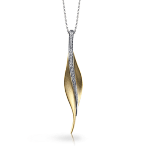 Estate 18kt Yellow Gold Simon G "Fallen Leaves" Diamond Pendant Necklace