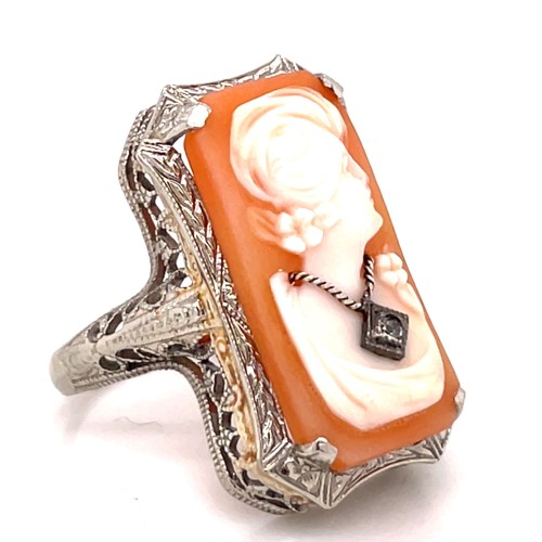 White gold sales cameo ring