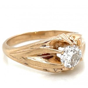Estate 14kt Yellow Gold Victorian Diamond Solitaire Ring