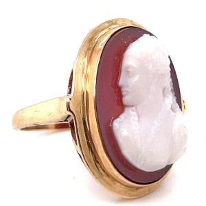 Estate 10kt Yellow Gold Hardstone Cameo Ring