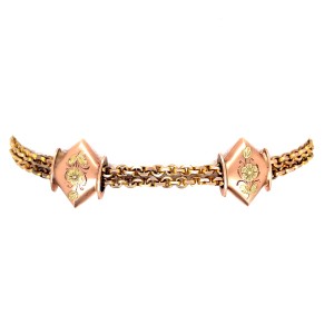 Estate Victorian 10kt Rose, Green, And Yellow Gold Slide Bracelet