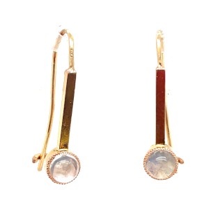 Estate 9kt Yellow Gold Moonstone Bar Earrings