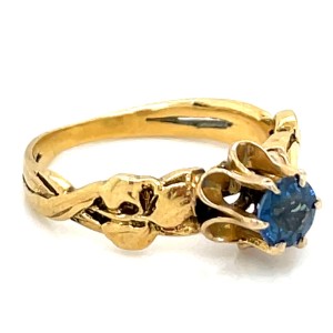 Estate Art Nouveau 18kt Yellow Gold Sapphire Ring