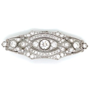 Estate J.E. Caldwell Platinum Art Deco Diamond Brooch