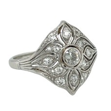 Estate Art Deco Platinum Diamond Flower Ring