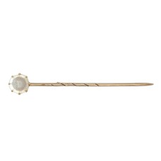 Estate Edwardian 14kt Yellow Gold Carved Moonstone Stick Pin
