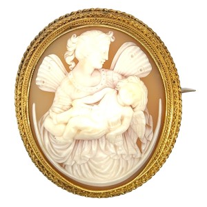 Estate Victorian 14kt Yellow Gold Cameo Brooch