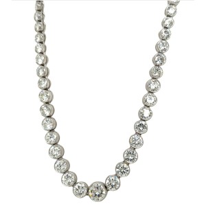 Estate Platinum Graduated Diamond Riviera Necklace