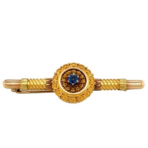 Estate Victorian 14kt Yellow Gold Sapphire Bar Brooch