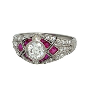 Estate French Platinum And Ruby Ring