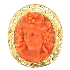 Estate Victorian 14kt Yellow Gold Pierced Cameo Brooch